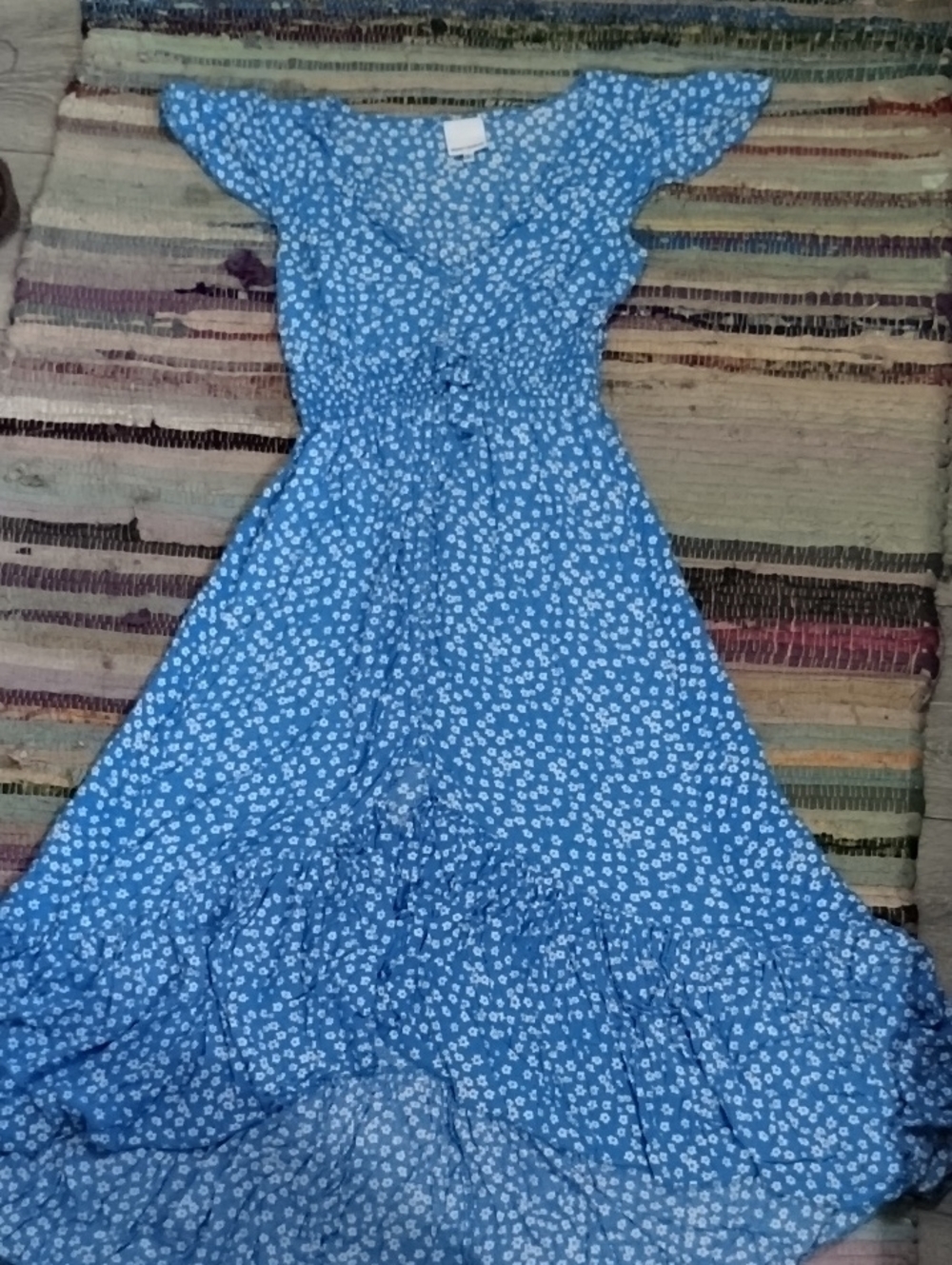 Skylar + Madison Blue Floral Ruffle-Hem Maxi Dress